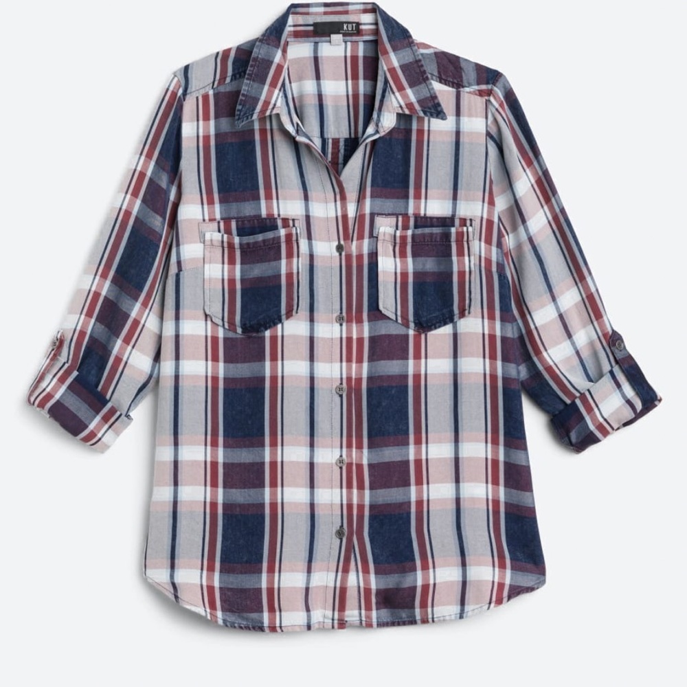 New💙 KUT FROM THE KLOTH Caillen Flannel Relaxed Button Down